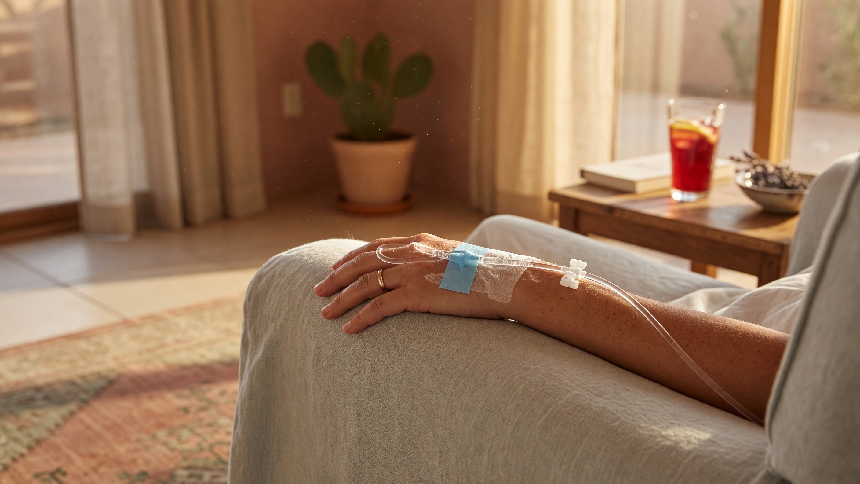 Relaxed monthly IV therapy session at home in the East Valley
